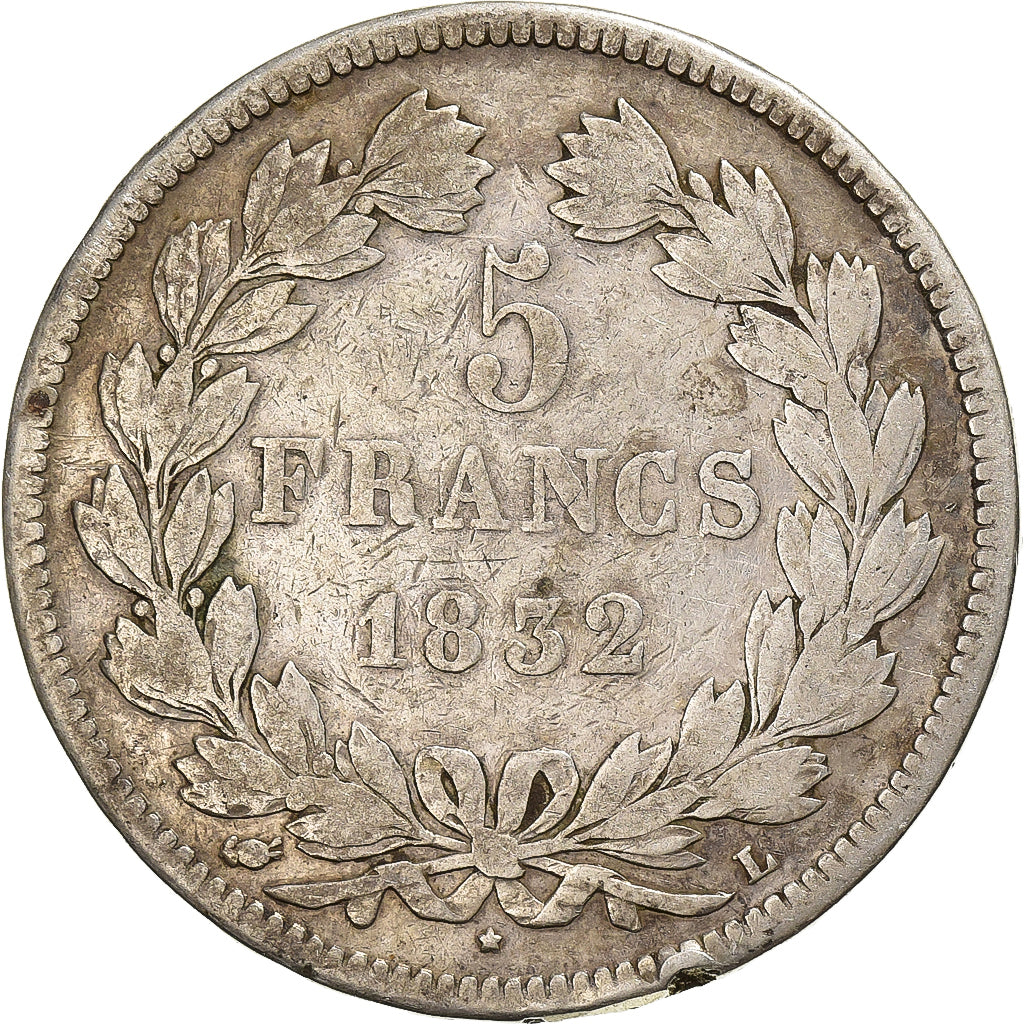 France, 5 Francs, Louis-Philippe, 1832, Bayonne, Silver, VF(20-25), Gadoury:678
