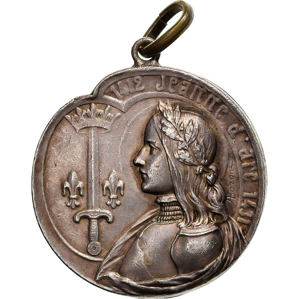 France, Medal, Jeanne d'Arc écoutant les Voix, Silvered bronze, Bargas