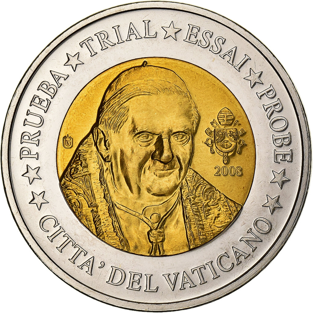 CIUDAD DEL VATICANO, medalla, 2 E, Essai-Trial Benoit XVI, 2008, Bimetálico, SC
