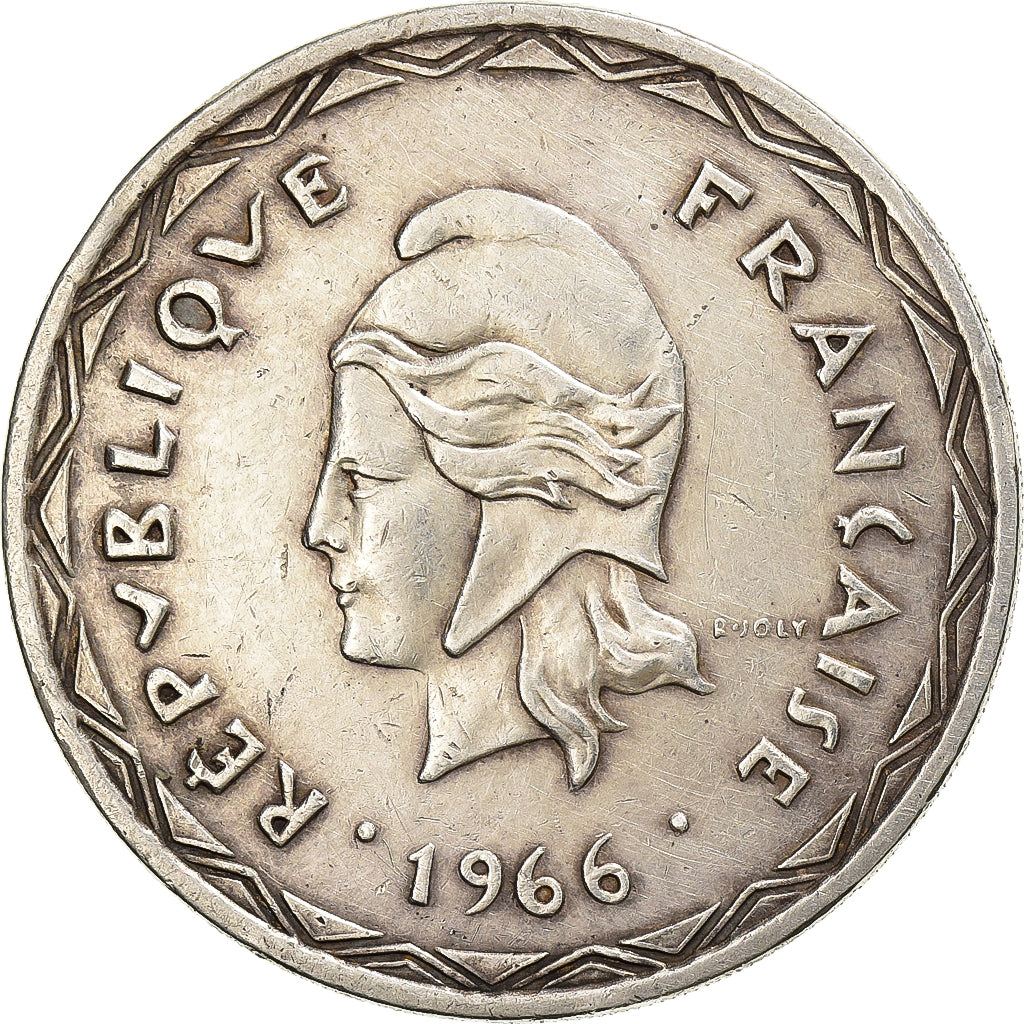 New Hebrides, 100 Francs, 1966, Paris, Silver, AU(50-53), Lecompte:59, KM:1