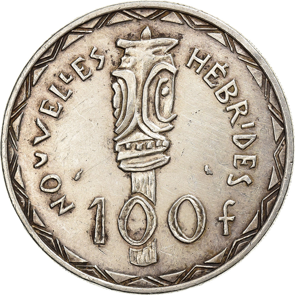 New Hebrides, 100 Francs, 1966, Paris, Silver, AU(50-53), Lecompte:59, KM:1
