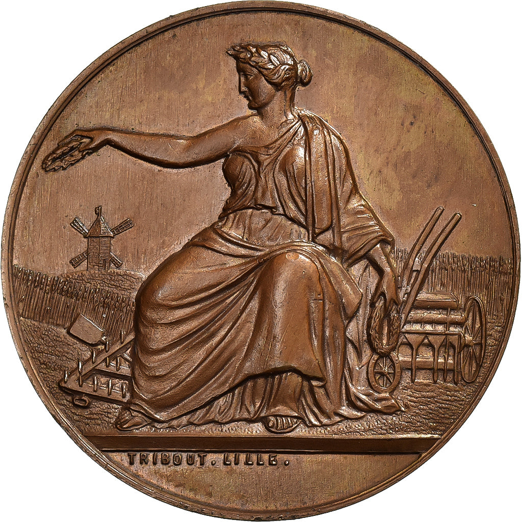 Francja, medal, Comice agricole de Lille, 1853, Miedź, Lecomte, AU(55-58)