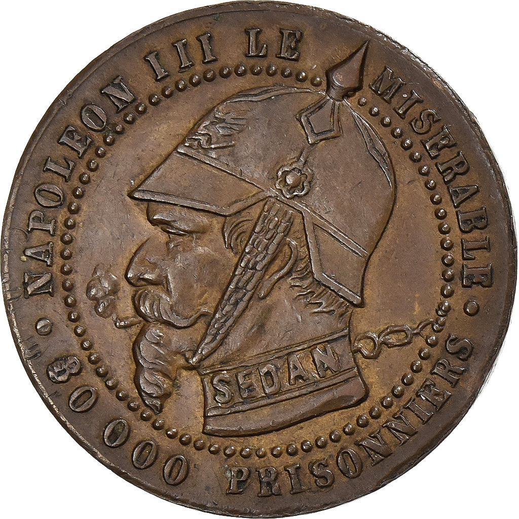Francia, Monnaie satirique, Napoléon III, 1870, Bronzo, BB+