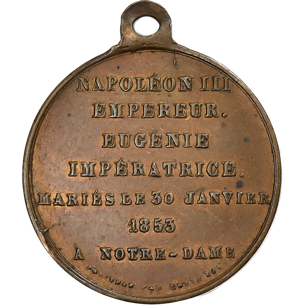 Francja, medal, Mariage de Napoléon III et Eugénie à Notre Dame, 1853