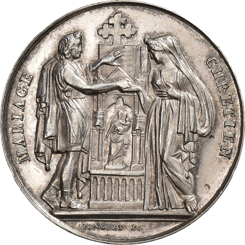 France, Médaille de mariage, Religion, Mariage Chrétien, n.d., Argent, SUP