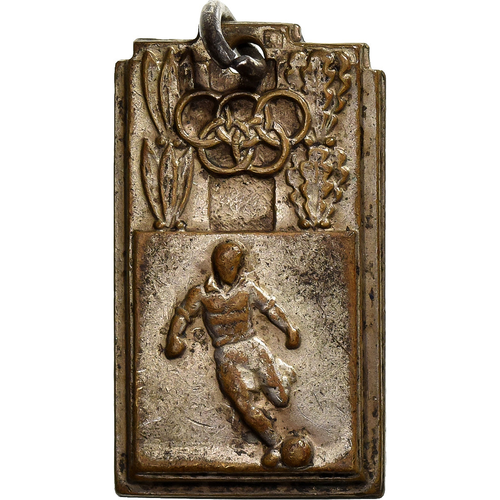 Francja, medal, USEP, Football, Silvered Metal, VF(20-25)