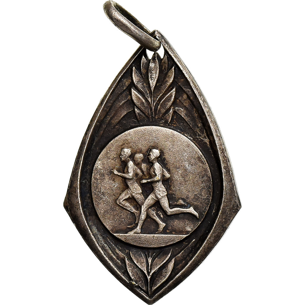 Francia, medalla, USEP, Course à Pieds, Silvered Metal, BC+