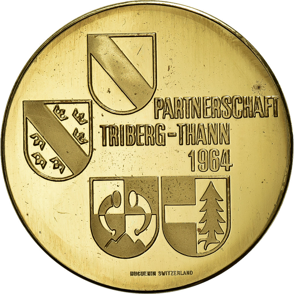 Zwitserland, Medaille, Partnerschaft Triberg-Thann, 1964, Gilt Metal, Huguenin