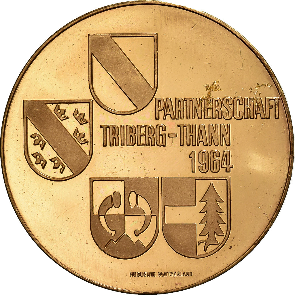 Zwitserland, Medaille, Partnerschaft Triberg-Thann, 1964, Gilt Metal, Huguenin