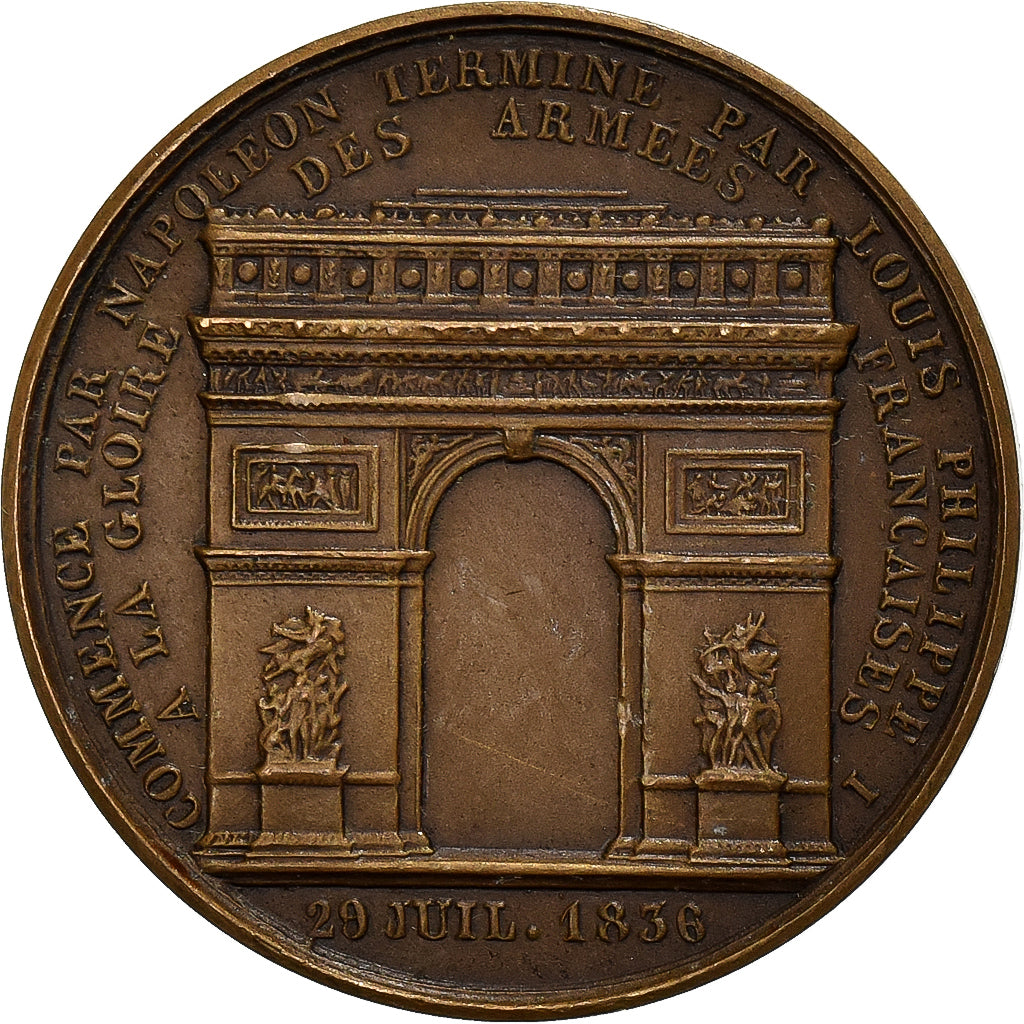 Francia, medaglia, Loui-Philippe Ier, Achèvement de l'Arc de Triomphe, 1836