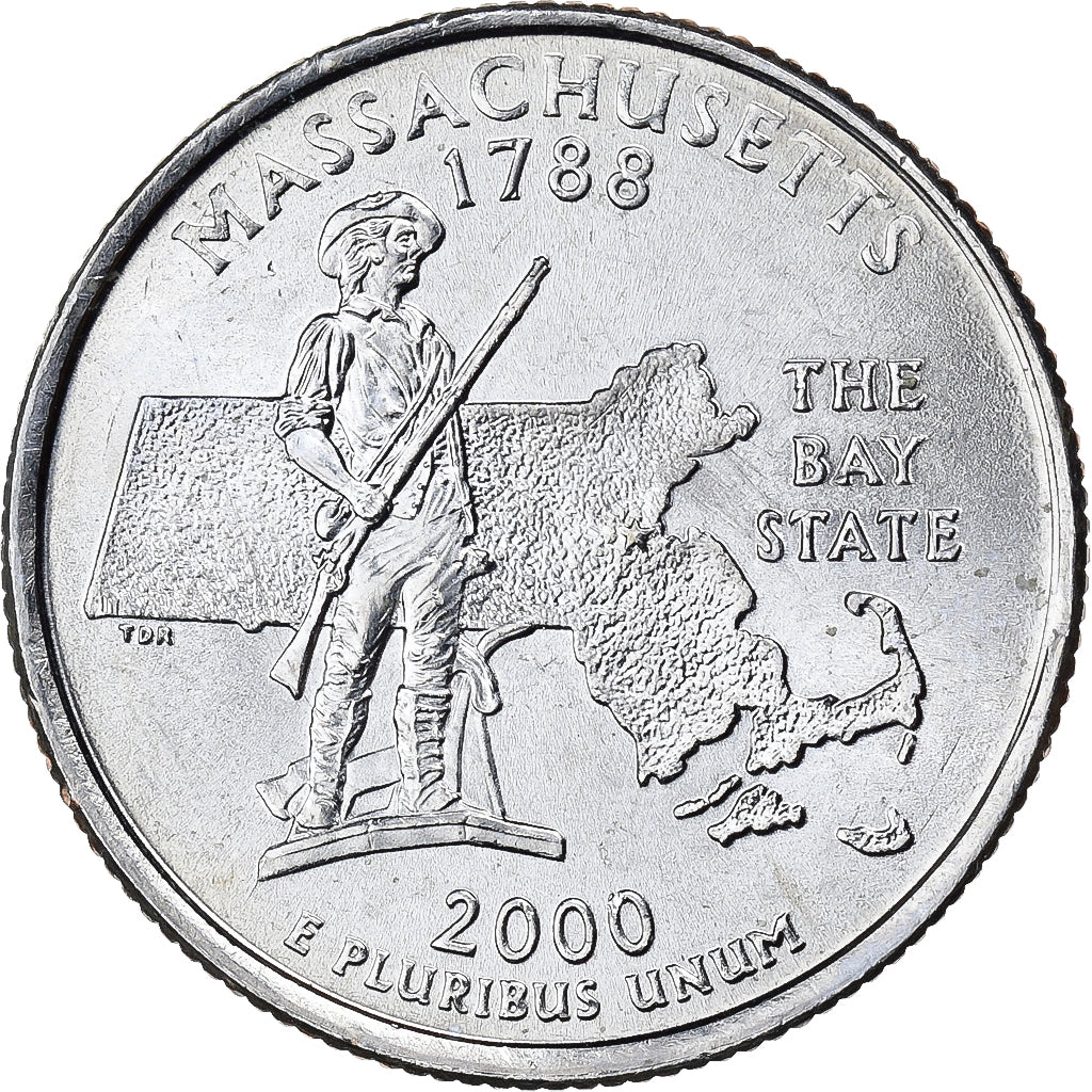 United States, quarter dollar, Massachusetts, 2000, Philadelphia, Copper-Nickel