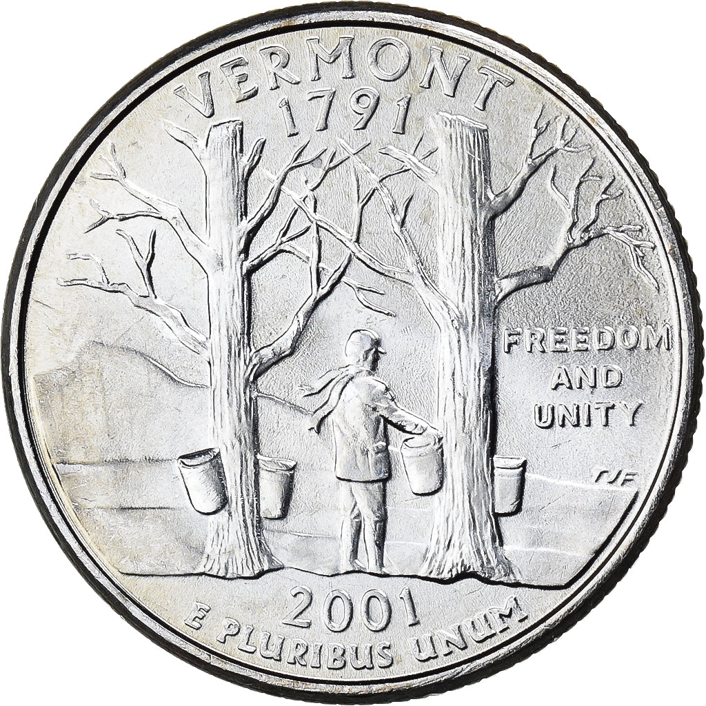 United States, Quarter, Quarter Dollar, 2001, Philadelphia, VERMONT