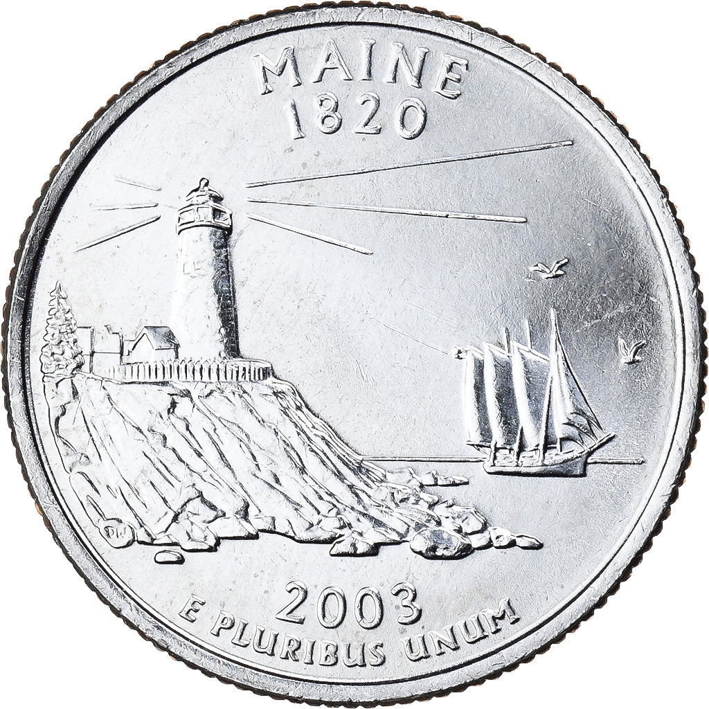 Stati Uniti, Quarter, Quarter Dollar, 2003, Denver, Maine 1820, Rame ricoperto