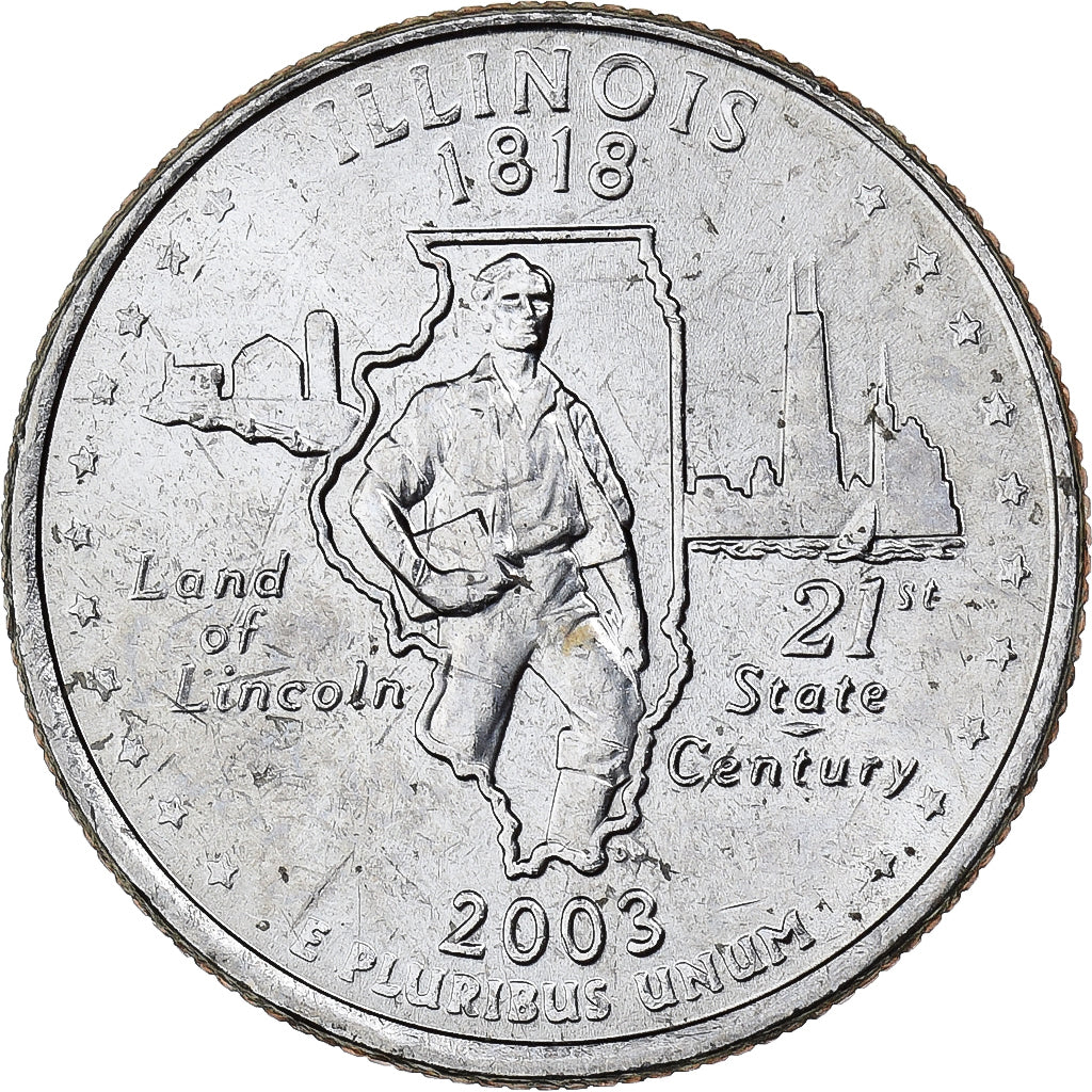 Stati Uniti, Quarter, Quarter Dollar, 2004, Philadelphia, ILLINOIS, Rame
