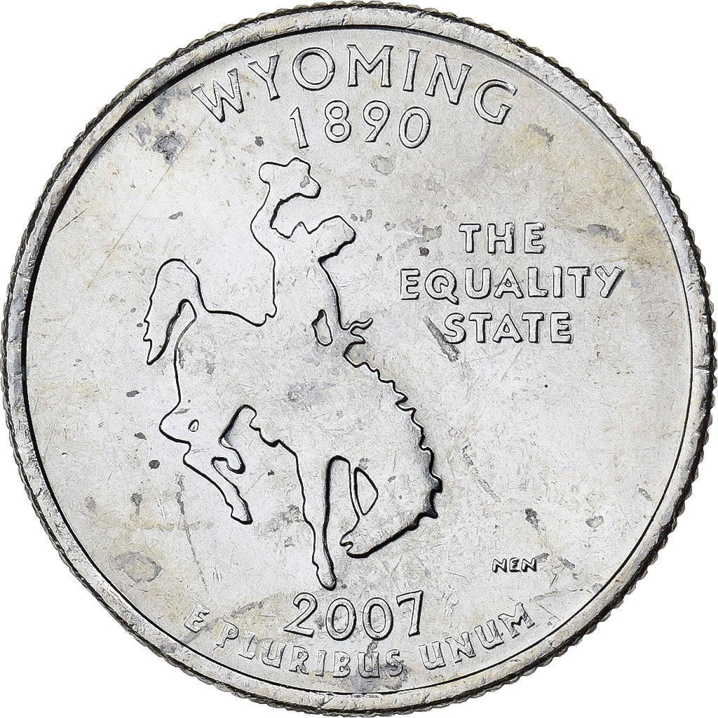 United States, quarter dollar, Wyoming, 2007, Philadelphia, Copper-Nickel Clad