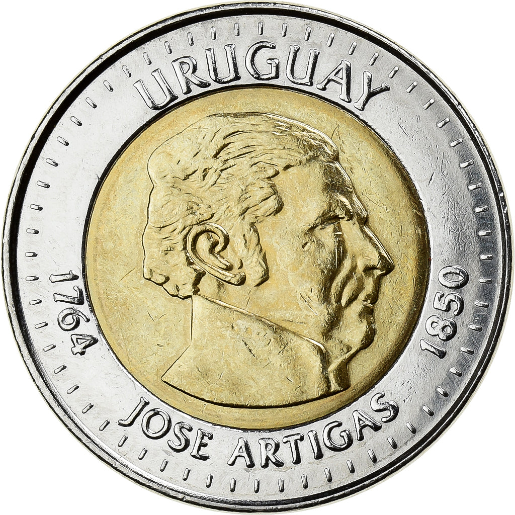 Uruguay, 10 Pesos Uruguayos, 2000, Bi-Metallic, MS(64), KM:121