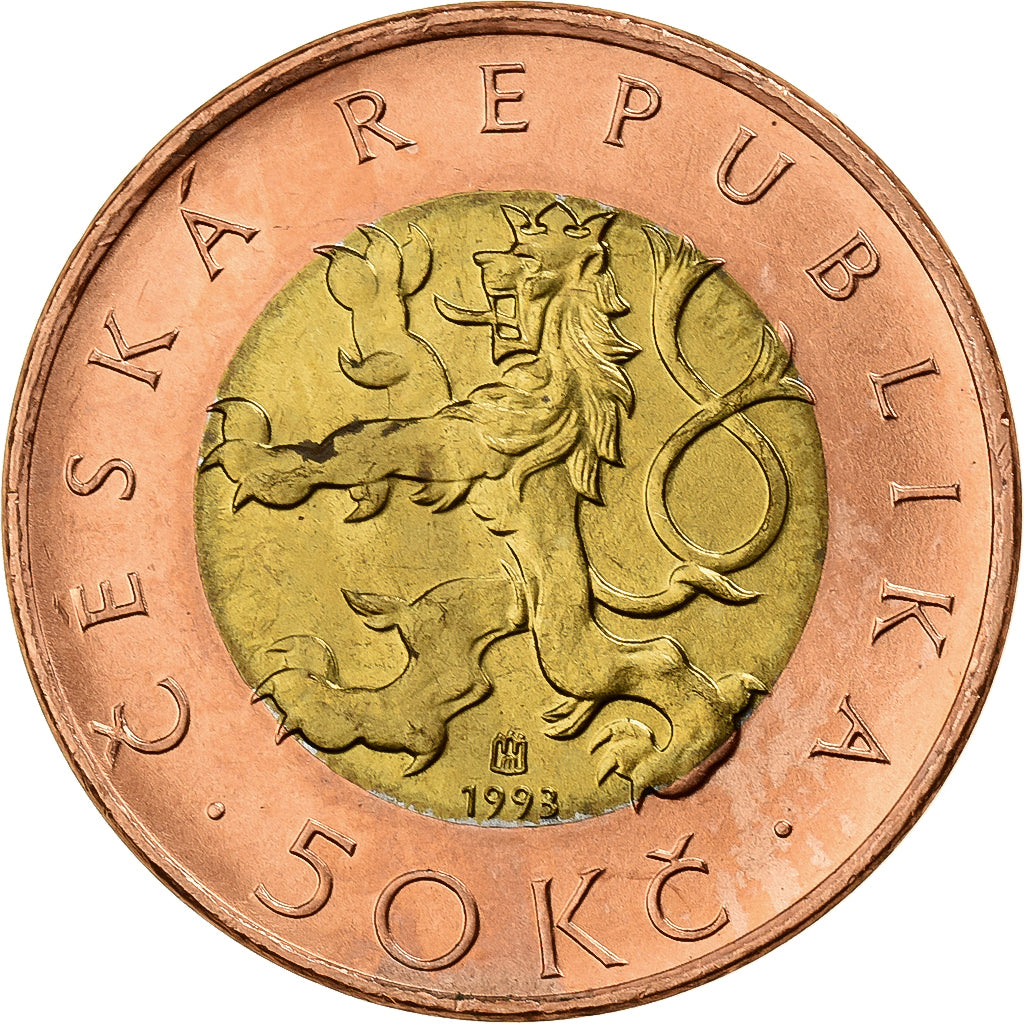 Czech Republic, 50 Korun, 1993, Bi-Metallic, MS(65-70), KM:1