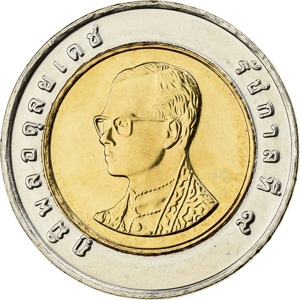 Thailand, Rama IX, 10 Baht, 2006, Bi-Metallic, UNZ+, KM:227