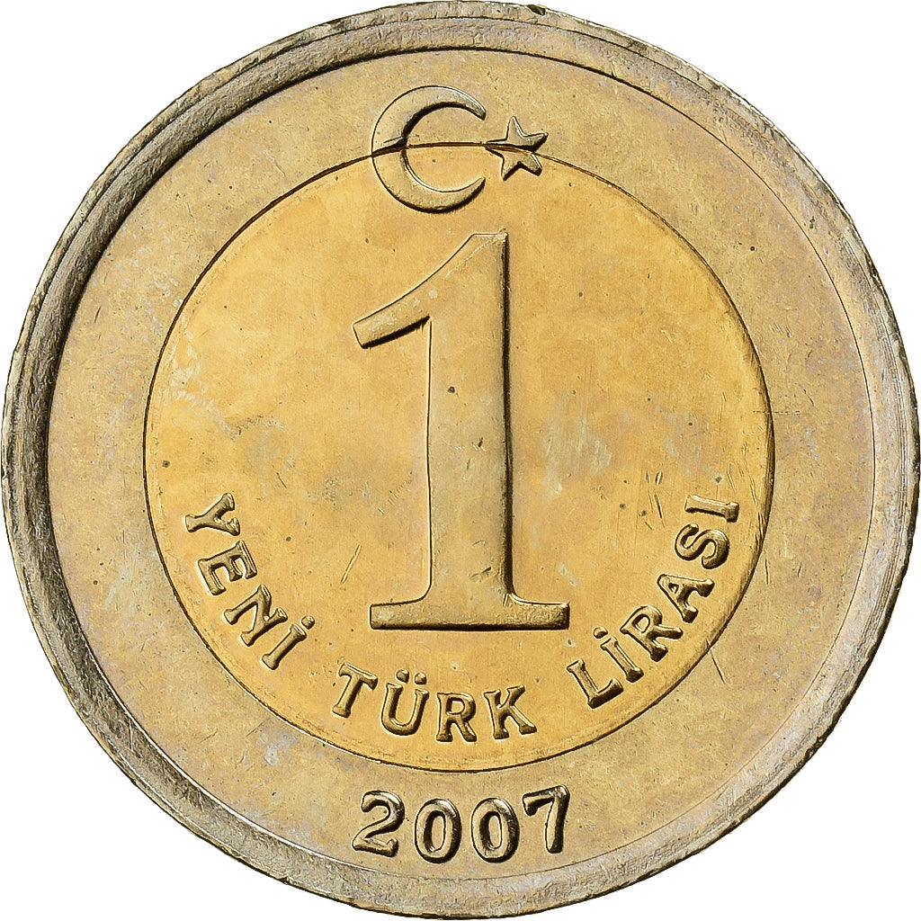 Turcja, 1 Livre, 2007, Bimetaliczny, MS(65-70)