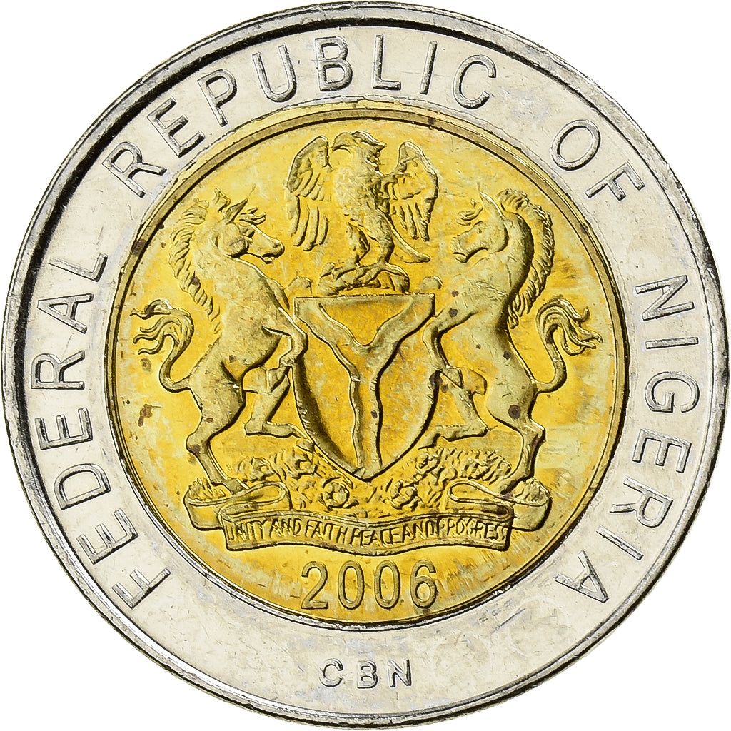 Nigeria, Naira, 2006, Bimetálico, SC, KM:18