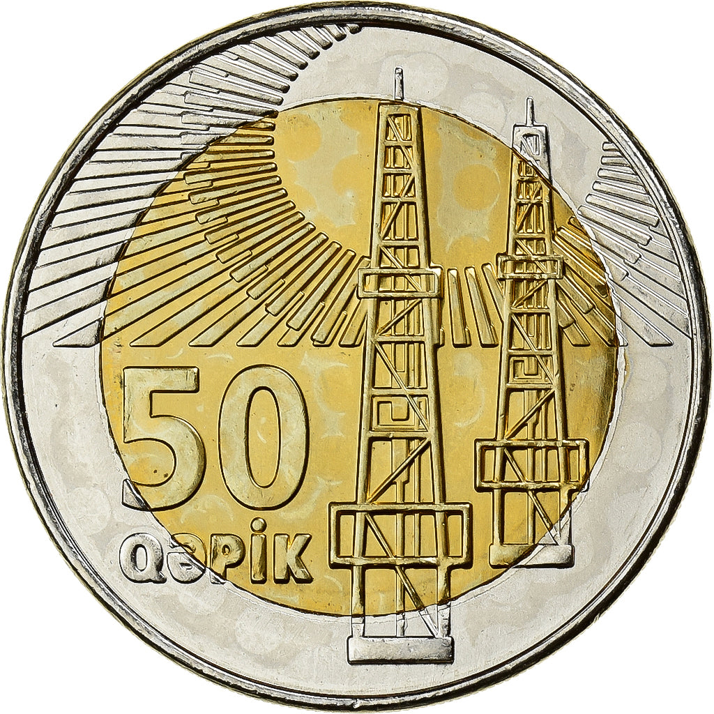 Azerbaijan, 50 Qapik, 2006, Bimetallic, MS(63), KM:44