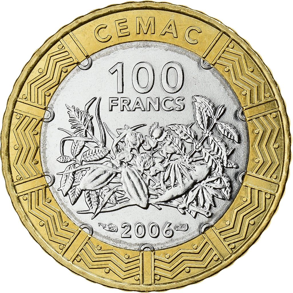 Zentralafrikanische Staaten, 100 Francs, 2006, Bi-Metallic, UNZ, KM:15