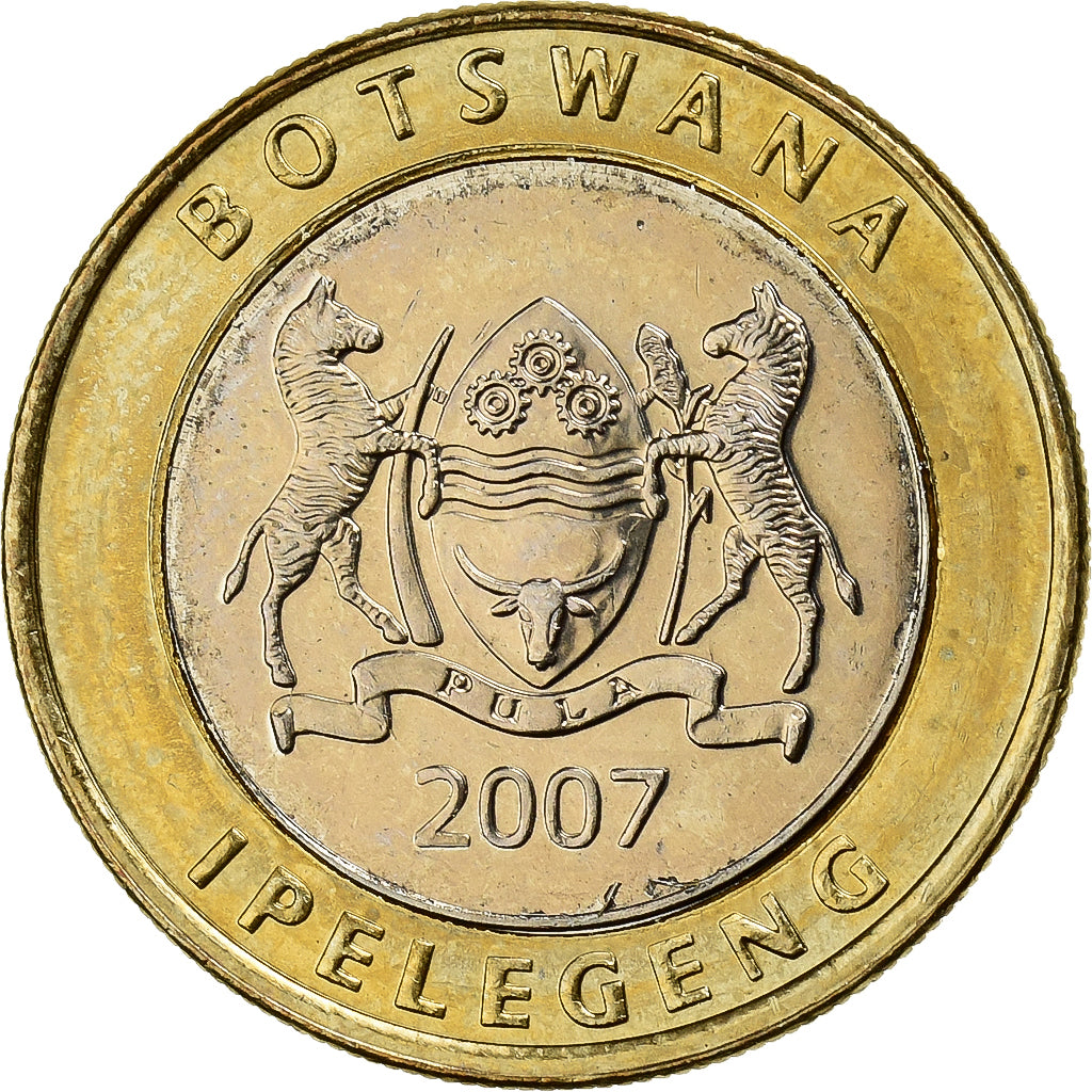 Botswana, 5 Pula, 2007, British Royal Mint, Bi-Metallic, MS(63), KM:30
