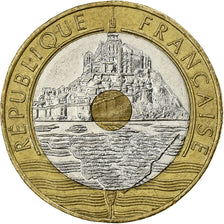 Frankrijk, 20 Francs, Mont Saint Michel, 1992, V Ouvert, Tri-Metallic, PR