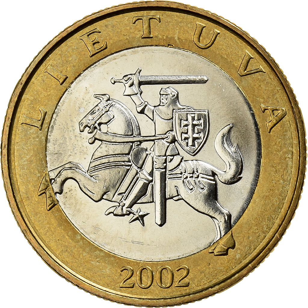 Lithuania, 2 Litai, 2002, Bi-Metallic, VZ, KM:112