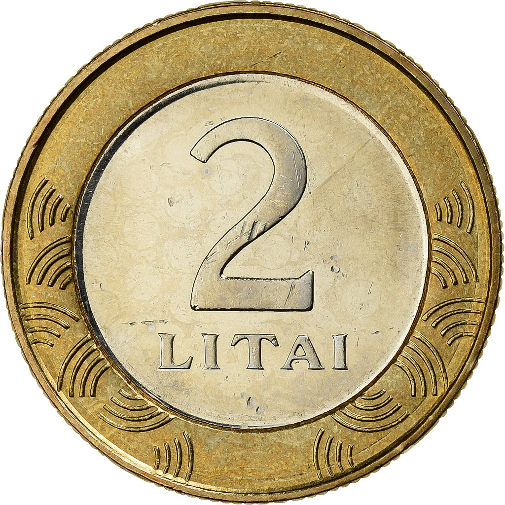 Lithuania, 2 Litai, 2002, Bi-Metallic, VZ, KM:112