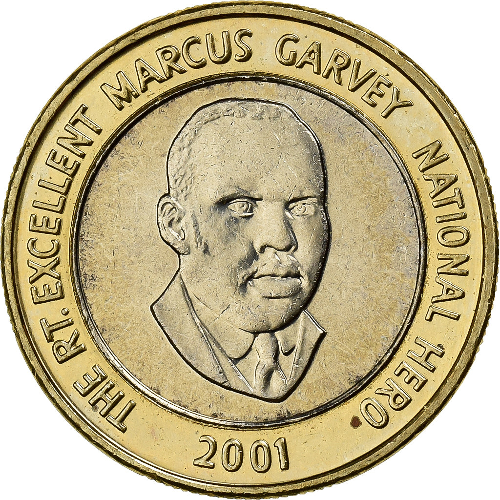 Jamaica, 20 Dollars, 2001, Bi-Metallic, MS(63), KM:182