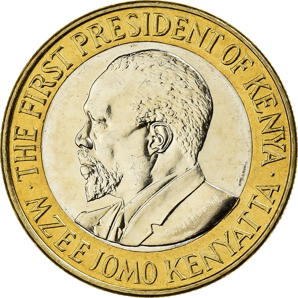 Kenya, 10 Shillings, 2005, British Royal Mint, Bi-Metallic, MS(63), KM:35.1