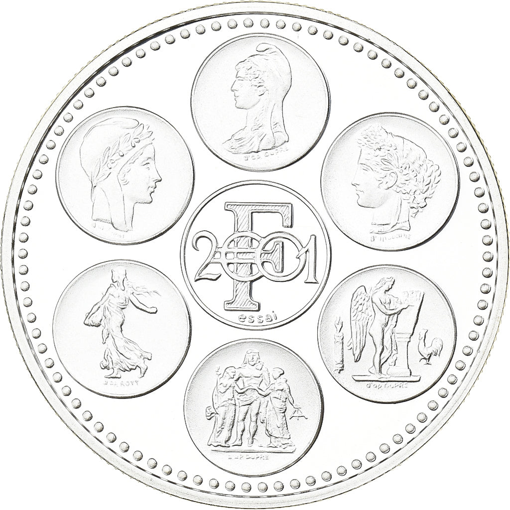 Francia, medaglia, Coq, Fin du Cours Légal du Franc, 2001, Argento, FDC