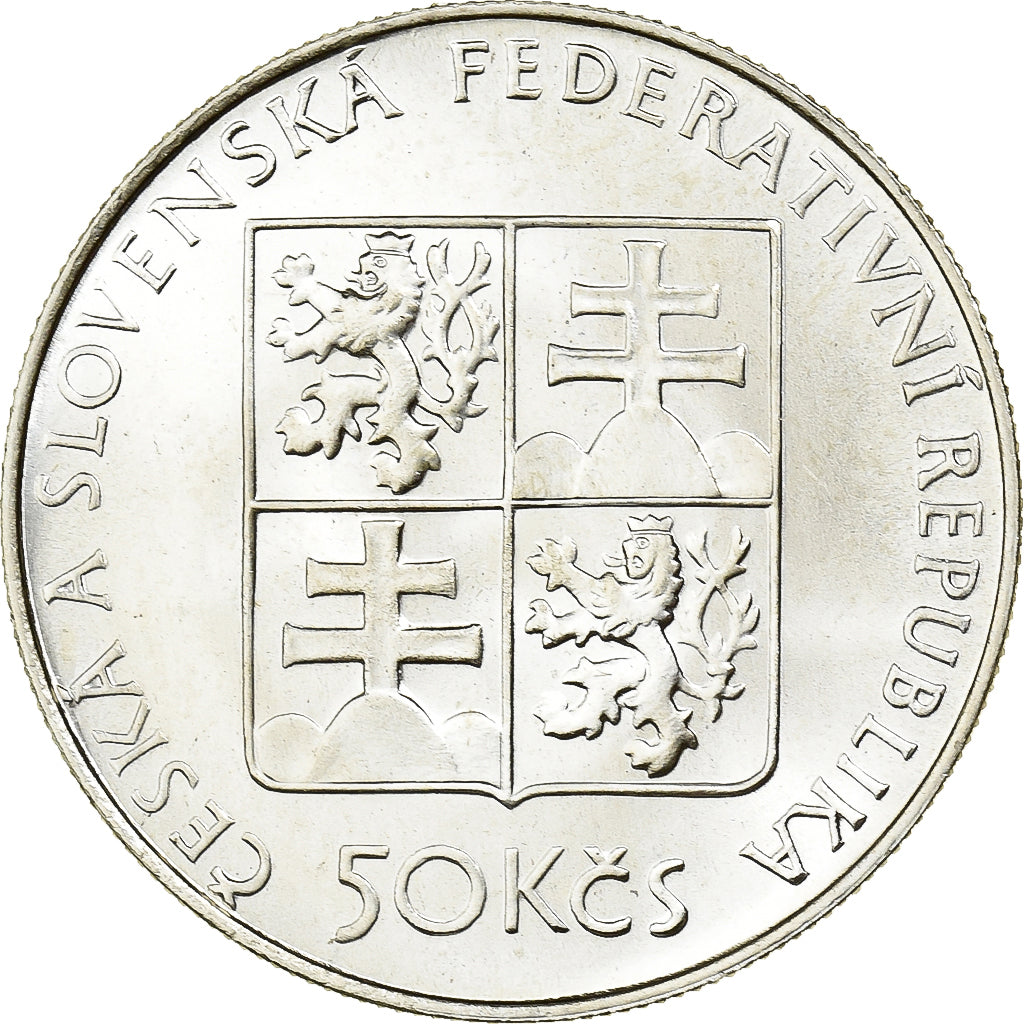 Cecoslovacchia, 50 Korun, 1991, Argento, SPL