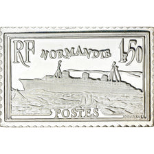 França, medalha, Timbre, Paquebot Normandie, 1983, Prata, MS(65-70)