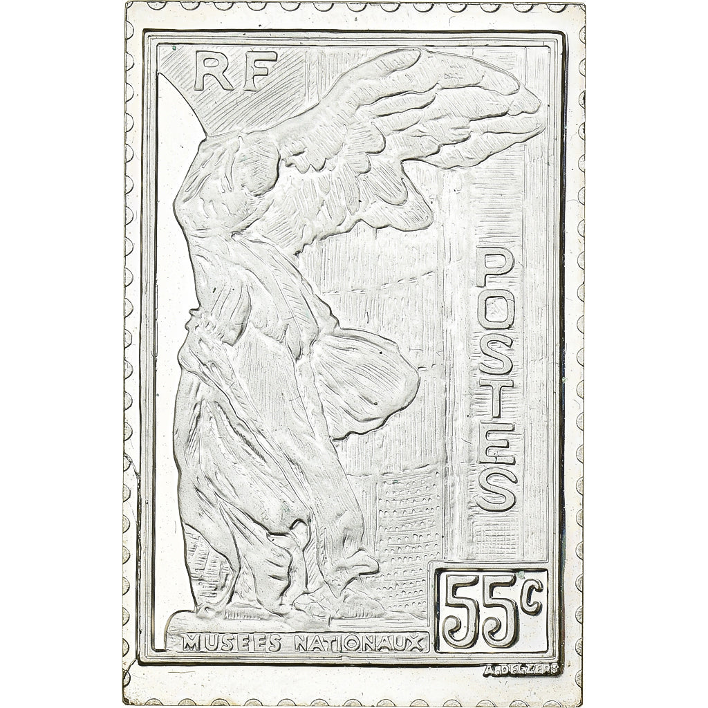 Francia, medalla, Timbre, Victoire de Samothrace, 55 Centimes, 1983, Plata, FDC
