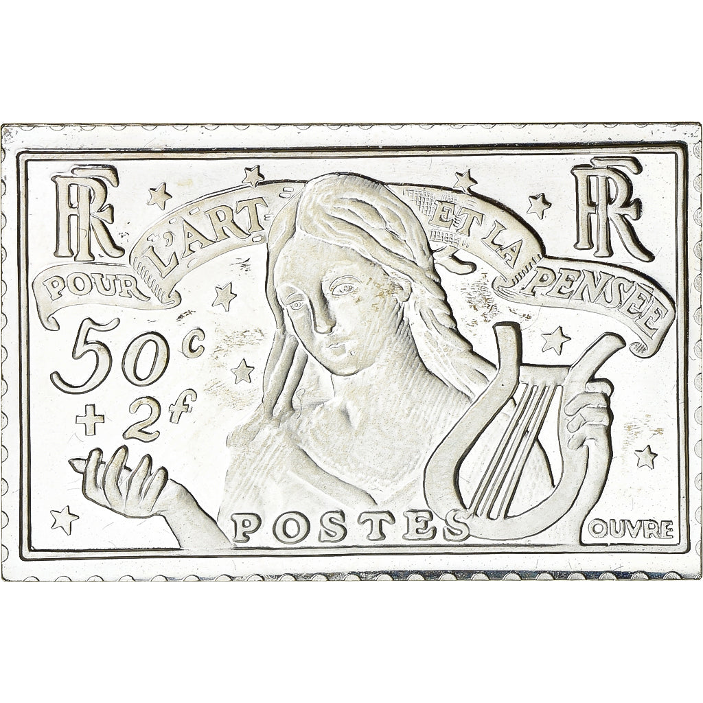 Francia, medalla, Timbre, Pour l'Art et la Pensée, 50 Centimes + 2 Francs