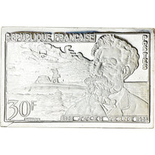 France, Médaille, Timbre, Jules Verne, 30 Francs, 1983, Argent, FDC