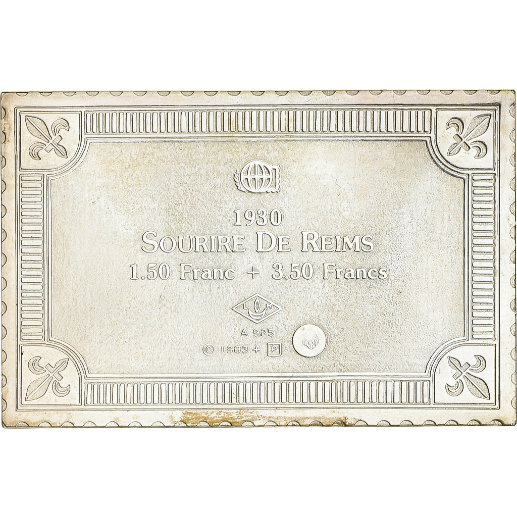 France, Medal, Timbre, Le Sourire de Reims, 1983, Silver, MS(63)
