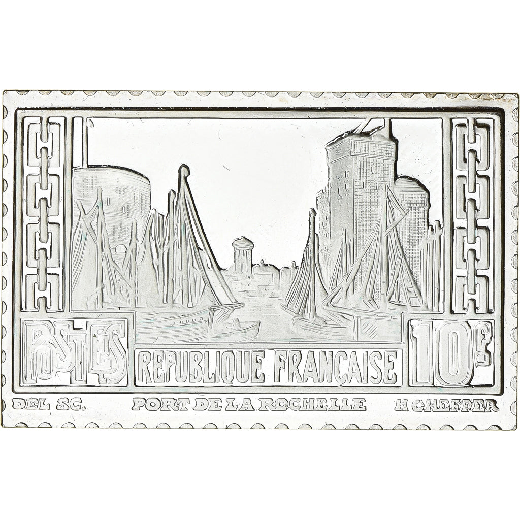 Francja, medal, Timbre, Port de La Rochelle, 10 Francs, 1983, Srebro, MS(63)