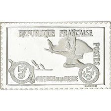 Francia, medaglia, Timbre, Orphelins de Guerre, La Marseillaise, 1982, Argento