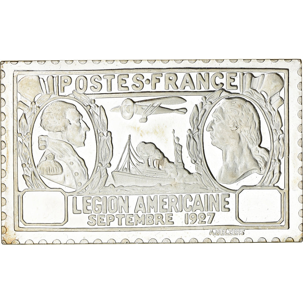 França, medalha, Timbre, Légion Américaine, 90 Centimes, 1981, Prata, MS(63)