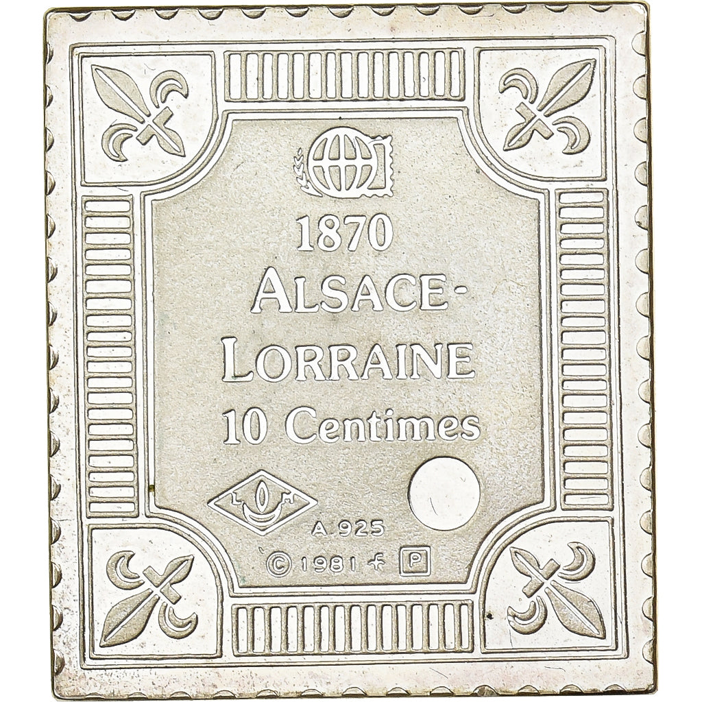 France, Medal, Timbre, Alsace-Lorraine, 10 Centimes, 1981, Silver, MS(65-70)