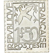 Francia, medalla, Timbre, Colombe de la Paix, 1.50 Franc, 1983, Plata, SC+