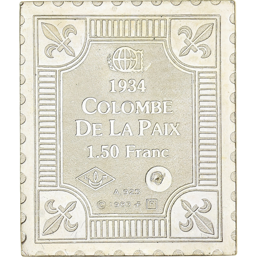 Francia, medalla, Timbre, Colombe de la Paix, 1.50 Franc, 1983, Plata, SC+