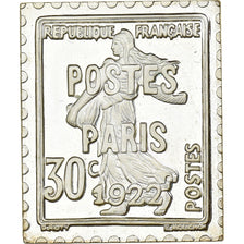 France, Medal, Timbre, La Semeuse sur Fond Ligné, 30 Centimes, 1982, Silver