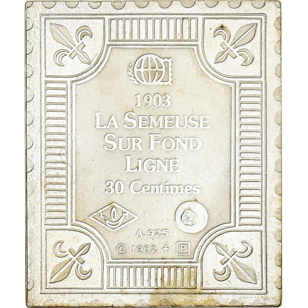 France, Medal, Timbre, La Semeuse sur Fond Ligné, 30 Centimes, 1982, Silver