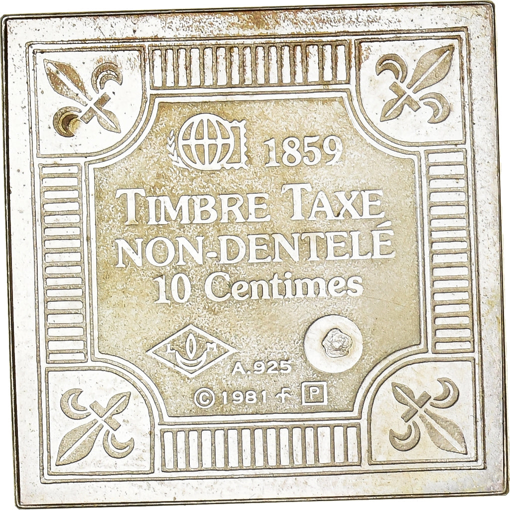 Francia, medalla, Timbre Taxe, 10 Centimes, 1981, Plata, SC