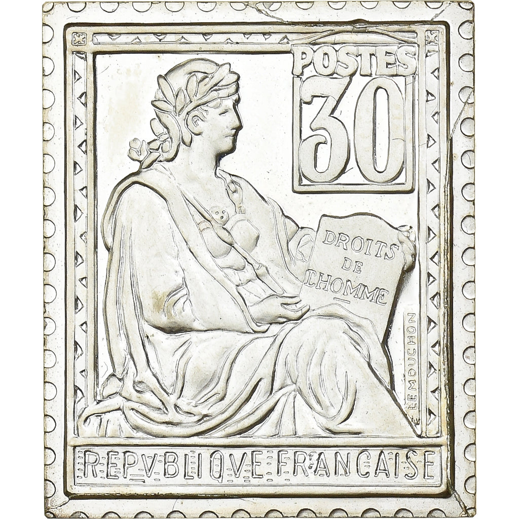 France, Medal, Timbre, Type Mouchon, 30 Centimes, 1982, MS(65-70), Silver