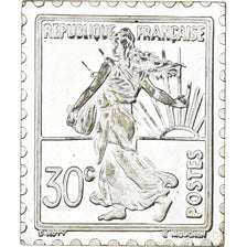 Frankreich, Medaille, Timbre, La Semeuse sur Fond Ligné, 30 Centimes, 1982